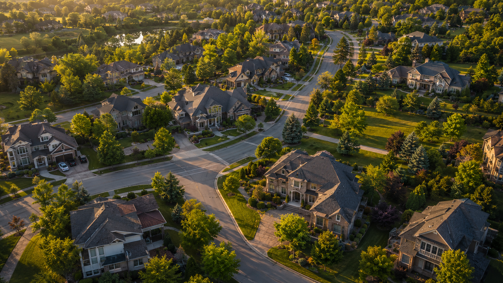 Aerial residential neighborhood